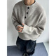Digada Sweater Men's Autumn and Winter New American Cleanfit Henry Collar Bottoming Shirt Loose Knitted Sweater Men TXS-5010 Gray XL
