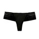 Lace Ice Silk Seamless Thong Women's Striped Splicing One Piece Sports and Fitness Seamless Thong Black M