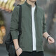 Men's jacket spring and autumn trendy loose stand-up collar jacket workwear for young and middle-aged people windproof outdoor sports and leisure men's wear 67002 gray 3XL 150-165Jin Jin equals 0.5 kg