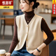 Hengyuanxiang fashion age-reducing wool knitted vest for women spring and autumn new temperament single-breasted cardigan sleeveless top vest khaki 2XL recommended 120-130