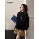 Wide-color black half-high collar inner bottoming top for women 2025 autumn and winter new commuter casual sweater sweater black M