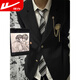 Pull back dk uniform boys preparatory school uniform adult dress a complete set of jk suit jacket couple suit suit class suit black suit + white shirt (free tie) XL