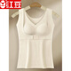 Red Bean Pull-up Gilet chaud Soutien-gorge pour femme avec coussinets de poitrine Chauffage en velours allemand Push-Up Contrôle de la poitrine Chemise de fond Bouton avant Sous-vêtements Femme Couleur de peau 3XL (140-160Jin Jin est égal à 0,5 kg)
