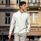 Mr. Cloth half zipper stand collar long sleeve T-shirt men's 2025 autumn and winter new men's clothing casual sports simple style long sleeves BT16869 Ivory white M (170)