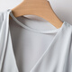 Late White New Product 2025 Autumn V-neck Temperament Top Fashionable Versatile Slim Commuting Shirt for Women Silver Gray M