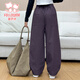 富罗迷女童裤子冬季加绒保暖休闲工装裤儿童弯刀裤 紫色 （加绒款） 160