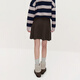 OCHIRLY wool high-waisted woolen skirt short skirt a-line texture 2025 autumn new commuting brown M