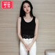 LangSha's new 2024 spring and summer camisole lace vest women's short style inner slim fit outer wear navel-baring sexy bottoming shirt off-white (strap style) 1 piece M (90100Jin Jin is equal to 0.5 kg)