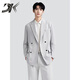 DK Brand Men's Suit Suit Men's Spring and Autumn Loose Handsome Suit Jacket Casual Engagement Wedding Dress Forest Black Jacket + Pants S