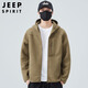 JEEP SPIRIT Jeep jacket men's autumn and winter trendy loose double-sided polar fleece hooded jacket men's top Khaki XL