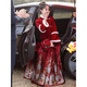 Woodpecker red horse-faced skirt toasting suit bride Chinese wedding dress engagement suit women's autumn and winter new wedding dress skirt (jacket + skirt) suit XL