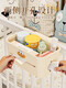 Crib storage hanging basket bedside bedside baby changing table side diaper storage bag hanging bag cream color 2 pieces - three-in-one hanging basket paper towel/wet wipes/storage