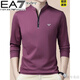 
Emporio Armani EA7 Armani feel middle-aged men's long-sleeved T-shirt autumn and winter casual plus velvet stand collar sweater zipper base shirt GA/6623 black thin M 165