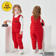 G.DUCKKIDS off-season baby overalls suit winter outer wear plus velvet for boys and girls baby open jumpsuit children's down cotton pants red (regular style) one size fits all 90 80-90CM