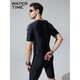 WATERTIME men's swimsuit and trunks one-piece short-sleeved wetsuit men's swimsuit black silver X M