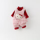 G.DUCKKIDS Little Yellow Duck Children's Clothing Down Overalls Infants and Toddlers Pants Baby Girl Winter Clothes Warm and Cold Plaid Jumpsuit Red 90 Size Recommendation 1~2 Years Old cm