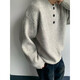 Gray sweater large size henley collar sweater men's lazy style inner base sweater jacket gray thick L