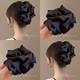 Cloud pleated bubble gripper for women 2025 new high-end large shark clip for the back of the head black bow hair clip black cloud bubble extra large gripper about 13cm