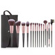 Portable makeup brush set 15 pcs for beginners eye shadow brush foundation brush beauty tools complete set of blush brush set 15 pcs black rose gold + brush bag 15 pcs black