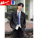 Pull back college style suit men's suit dk uniform autumn Japanese retro jk student class uniform loose and handsome suit black suit + white long-sleeved shirt S