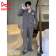 
Catman (MiiOW) Men's Pajamas Spring and Autumn 2025 New Long Sleeve Pure Cotton Large Size Teenager Autumn Home Clothing Set 12202 XL [suitable for 135-155Jin [Jin equals 0.5 kg]]