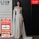 LISM international first-line brand one-shoulder satin light wedding dress bridal style super fairy welcome door veil temperament light luxury bride white S