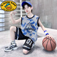 
G.DUCKKIDS children's clothing boys basketball uniform quick-drying suit children's sleeveless vest summer boys summer mid-large children's sports jersey blue 140