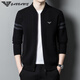 FALAMONE 2025 Men's Wool Knitted Cardigan Jacket Fashion Casual Trend Men's Outerwear Zip Jacket Sweater ANG/22832 Black M 165 Recommended weight 90-115 Jin Jin equals 0.5 kg