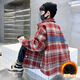 Boys' coat all-in-one velvet 2025 new children's outer shirt autumn and winter fashion woolen plaid top for big children TZ-3124 plaid hooded jacket - red 140 cm suitable for height 130-140cm