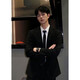 Suit suit for men, teenagers, high school students, college students, graduation defense formal wear, casual interview suit men, four-piece suit, suit + white shirt + black tie + trousers XL recommended 135 Jin Jin equals 0.5 kg -150 Jin Jin equals 0.5 kg