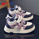 Warrior children's shoes winter velvet high-top girls' sneakers children's warm cotton shoes WZ-C295L m/light purple/dark purple 35