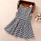 Modal girls' dress, imitation wool vest dress, spring, autumn and winter new children's plaid princess dress, medium and large children's dress, black plover dress with velvet 110, recommended age 3-4 years old, height 95cm