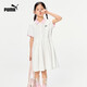 PUMA Official Authentic New Children's Summer Dress Sweet Puff Sleeve Polo Skirt Simple and Fresh Pearl White 10201 120