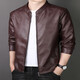 Playboy (PLAYBOY) Selected Leather Jacket Men's Spring and Autumn Stand Collar Loose Leather Business Casual Leather Jacket Trendy Youth Motorcycle Jacket Black (8802) Velvet 6XL (200-220Jin Jin is equal to 0.5 kg)