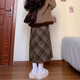Langsha Woolen Plaid Skirt Women's Autumn and Winter 2025 New High Waisted Slim A-Line Hip Skirt Mid-Length Retro Skirt