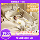 Trimigo crib multifunctional bed splicing folding baby sleeping bed newborn changing table fence mosquito net + changing table + mattress + storage basket + bed bell