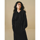 Vestido de punto de cintura con capucha informal Inman 2025 Invierno NUEVO VERSATILE VERSATILE SLIM Y ENCENDIDO NEGRO NEGRA SLAVE