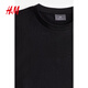 H&M men's and women's T-shirt summer soft round neck mid-length oversize casual short-sleeved top 0598755 black M 175/100