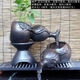 Wen Shiou pottery gourd black gold flowing water style creative handmade ecological fish tank pottery pot circulating water landscaping decorative ornaments a pair of gourds (one of them has a side water inlet hole)
