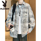 
Playboy (PLAYBOY) shirt-style lapel jacket for men's spring and autumn new American retro splicing jacket for men's handsome loose casual gown 9854 gray M about 90-110Jin [Jin equals 0.5 kg] can be worn