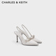 CHARLES&KEITH缎面蝴蝶结尖头高跟凉鞋女生日礼物新年礼物送女友CK1-60361556 Light Grey浅灰色 37
