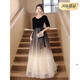 Jiaojing 18-year-old student adult dress female adult ceremony choir conductor evening light luxury host banquet XS black (off-white skirt) L