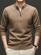 NOSSKISS international luxury brand high-end pure wool sweater men's winter stand-up collar half-zip thickened sweater solid color bottoming shirt caramel brown one size 165/S suitable for 105-120Jin Jin equals 0.5 kg