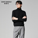 Angel Bird Wool Sweater Men's 2025 Fall Men's 100% Sheep Wool Business Casual Long Sleeve Sweater Turtle Collar Sweater Black XL -50(180/100)