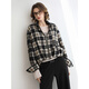 COCOBELLA25 Early Autumn New Cotton Plaid Shirt Women's Commuting Casual Fashion Jacket SR3230 Color Black Plaid M