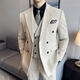 丨Li Lang丨Groom suit suit men's business casual formal double-breasted British suit wedding dress off-white L