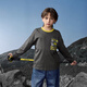 Ma Qidun (MQD) boys' new autumn outdoor camping and mountaineering inner with contrasting collar long-sleeved skin-friendly T-shirt, dark gray 150