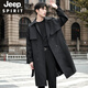 JEEP SPIRIT high-end windbreaker men's medium-length coat 2025 new spring and autumn youth black casual cloak men's coat black M