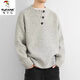 Woodpecker (TUCANO) 2025 new sweater gray American retro Henry collar sweater men's winter lazy style knitted sweater cl QCC-B111-MZ-K82 dark gray XL