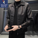 Woodpecker leather jacket for men 2025 new handsome black lapel motorcycle jacket casual leather jacket spring and autumn style black XL recommended weight 125-140Jin Jin equals 0.5 kg